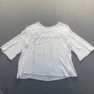 Old Navy Women Top Size XXL White Short Sleeve Tunic,,Blouse,Casual,Rayon
